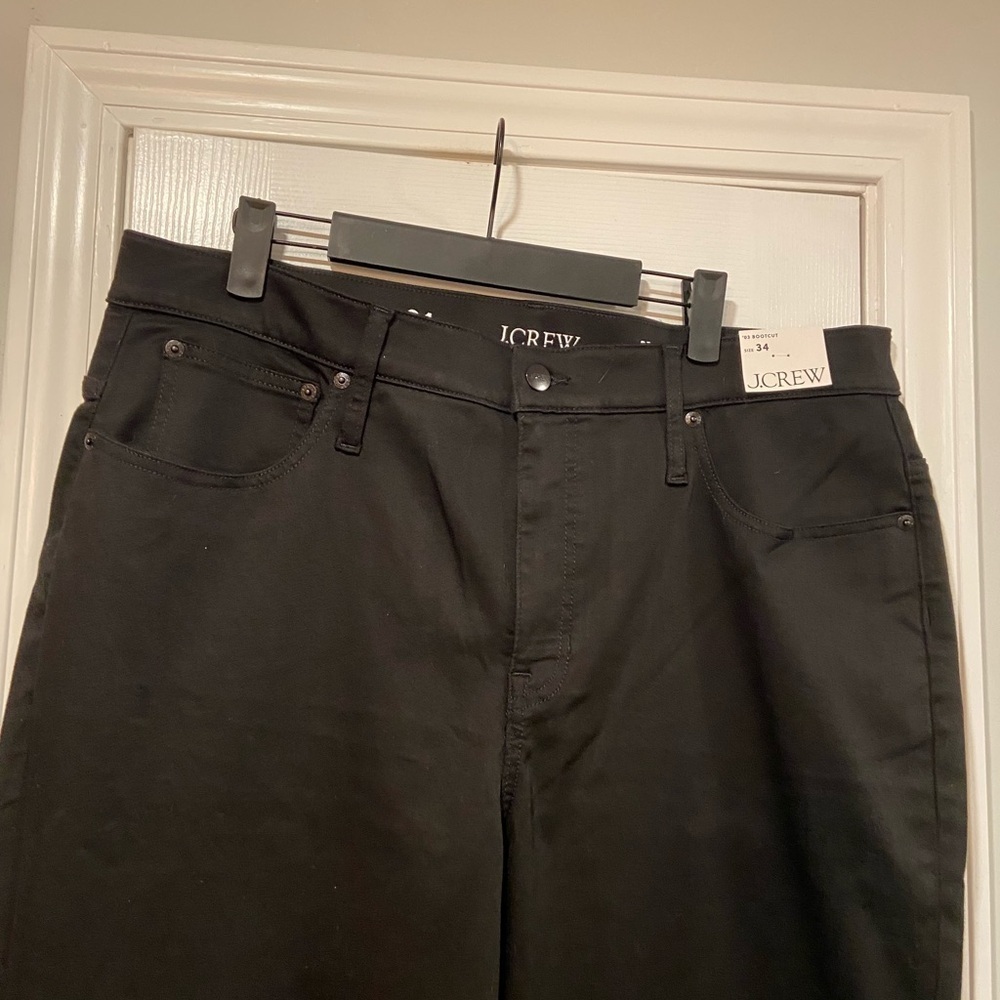 NWT J. Crew Size 34 Black Denim 03 Bootcut Jeans Stretch Cotton Pockets - Picture 2 of 10